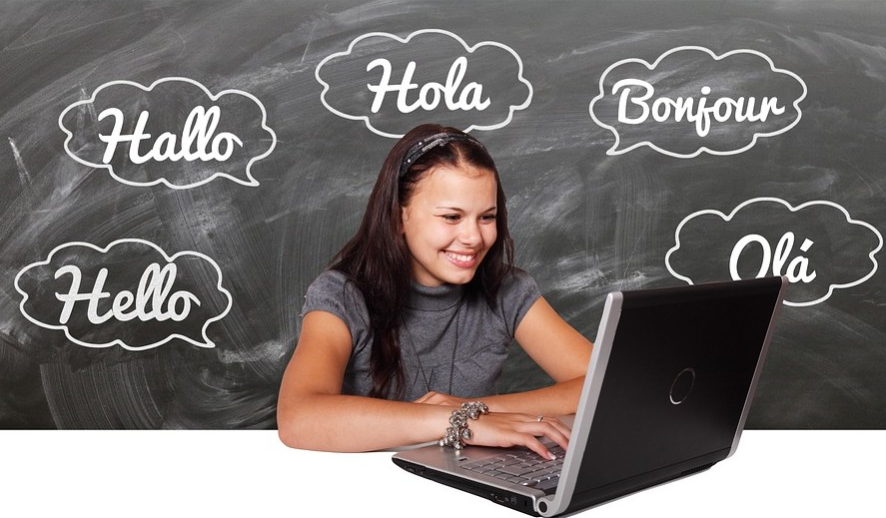 a woman with a laptop